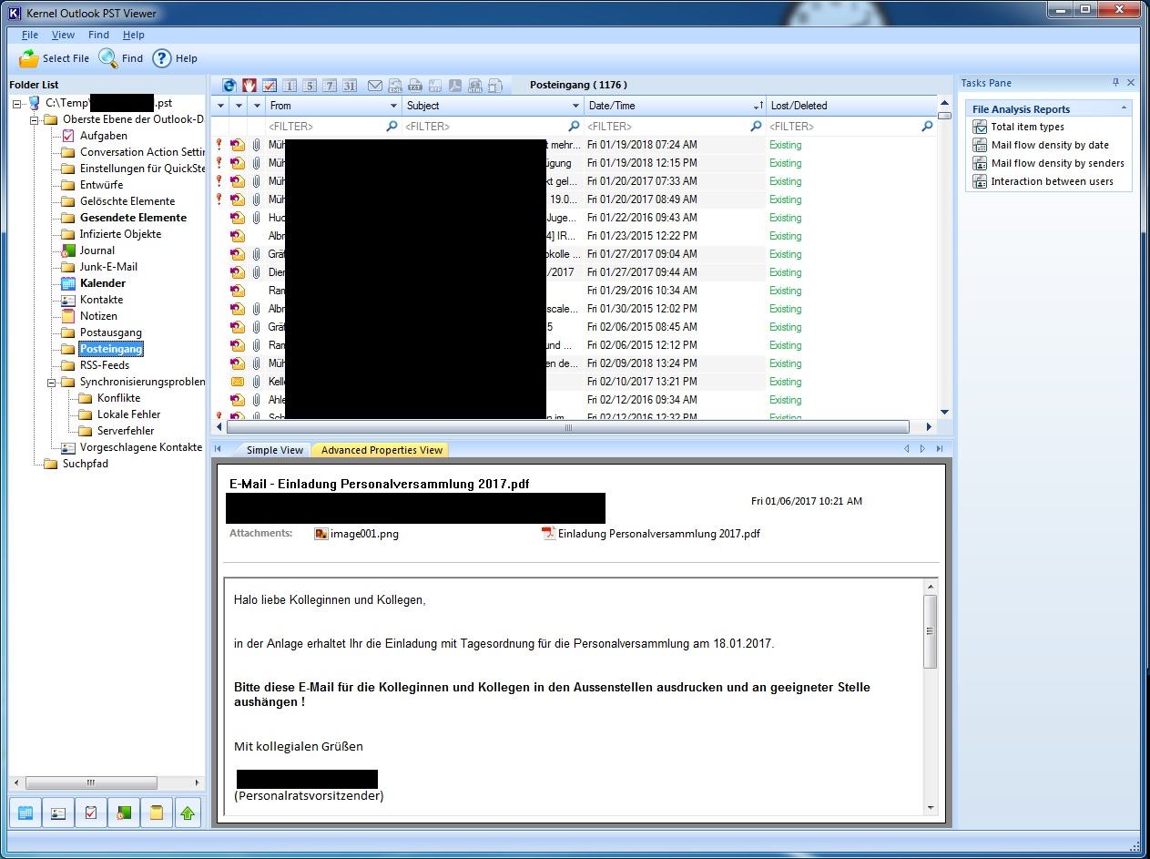 Kernel Outlook PST Viewer - Hauptfenster